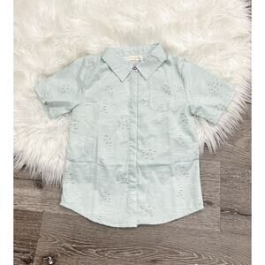Miki Miette Kids' Westport Print Short Sleeve Cotton Button-Up Shirt SZ 6Y ($46)